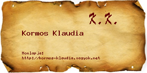 Kormos Klaudia névjegykártya